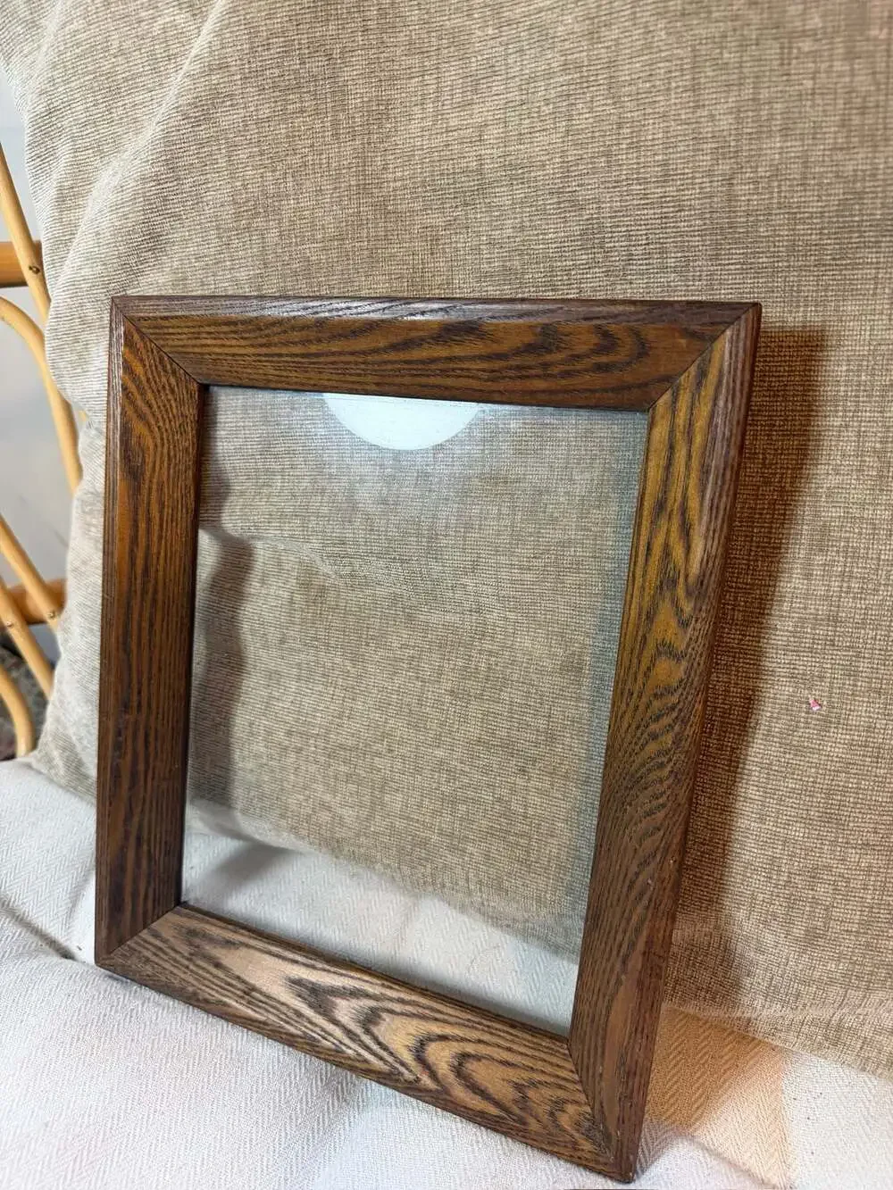 Vintage Solid Oak Wood Picture Frame Dark Wood Grain with Glass